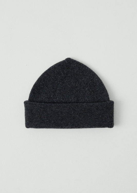 Washed Lambswool Beanie | Charcoal