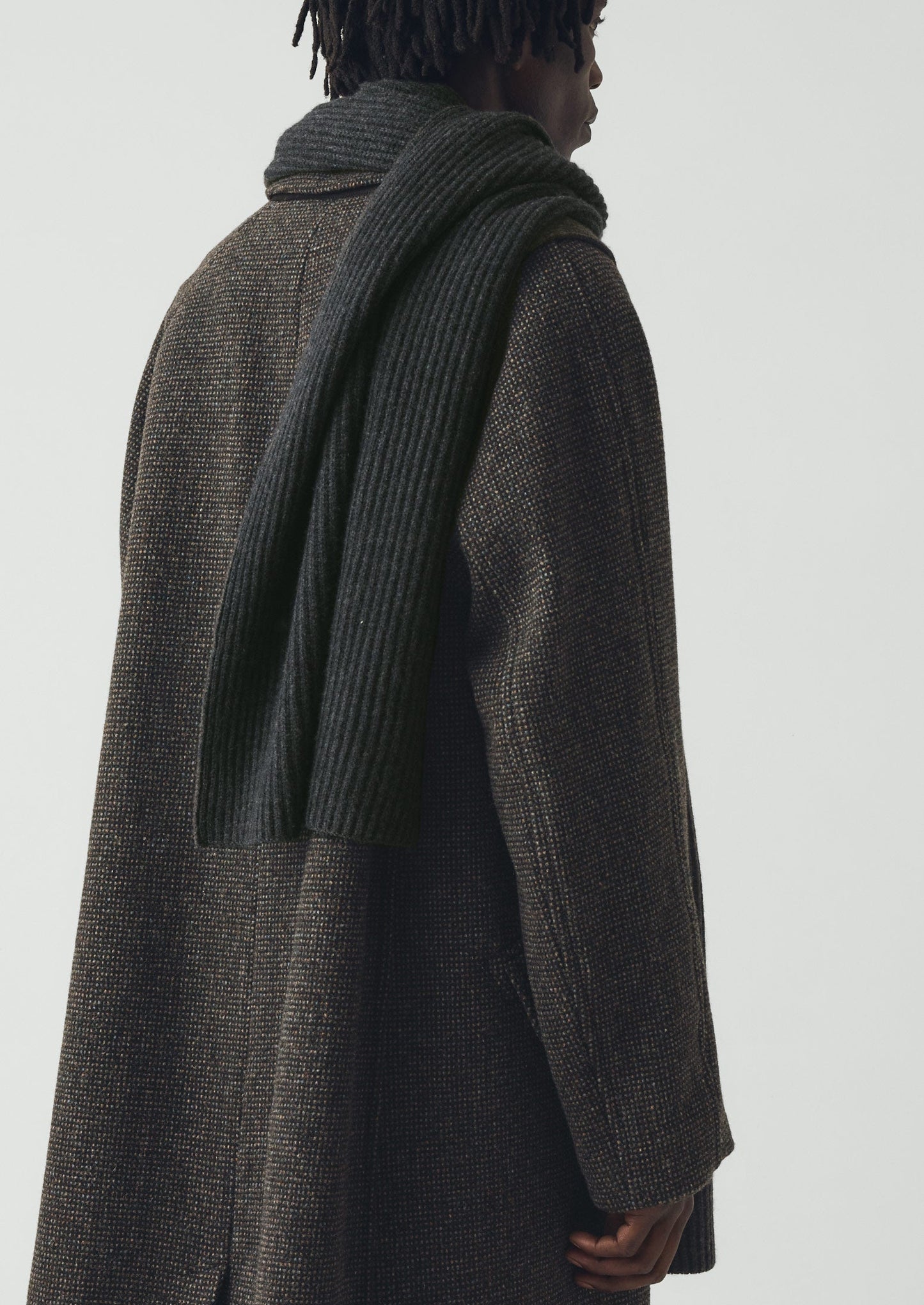 Wool Cashmere Fisherman Rib Scarf | Charcoal