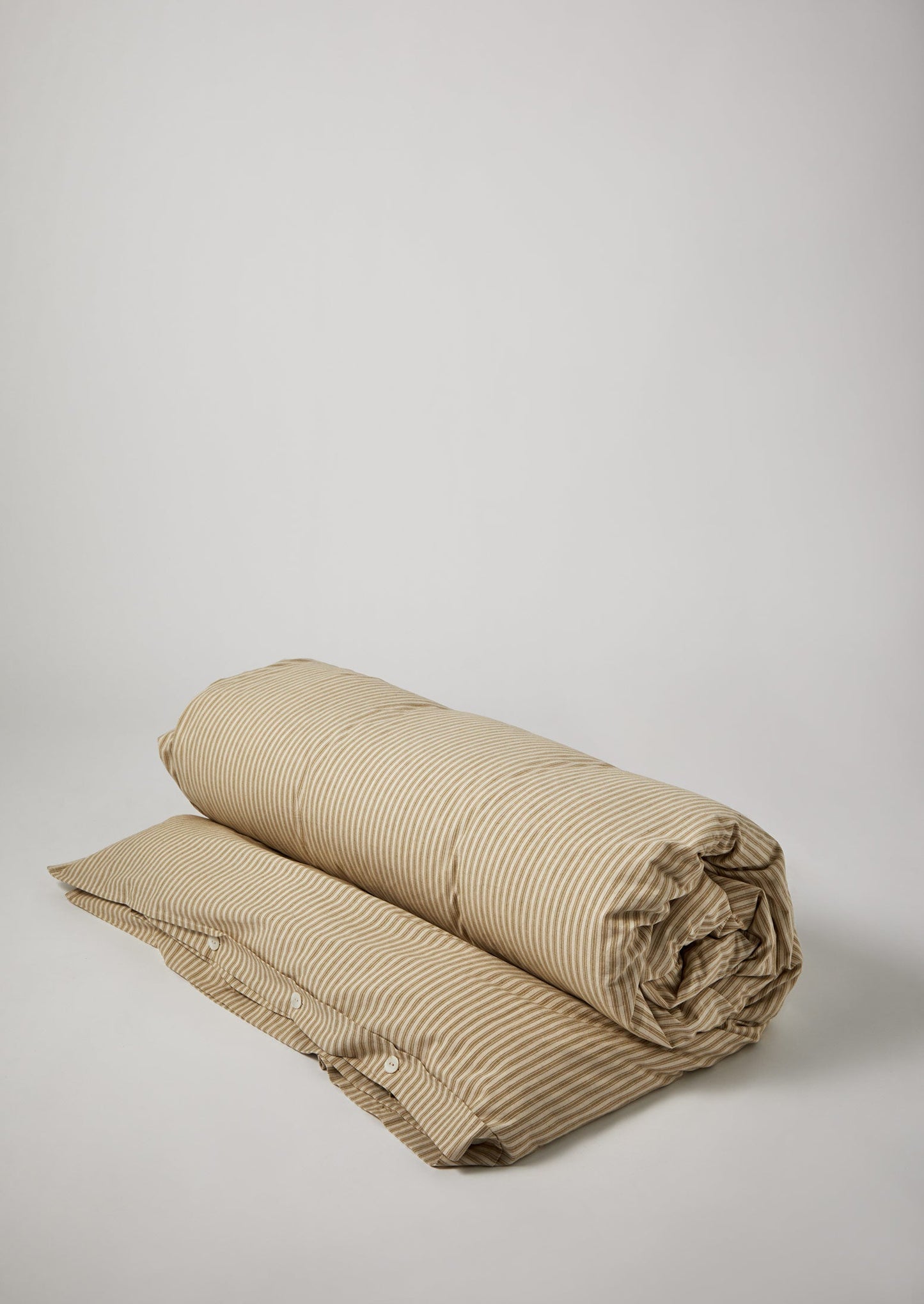 Ticking Stripe Cotton Duvet Cover | Ecru/Straw