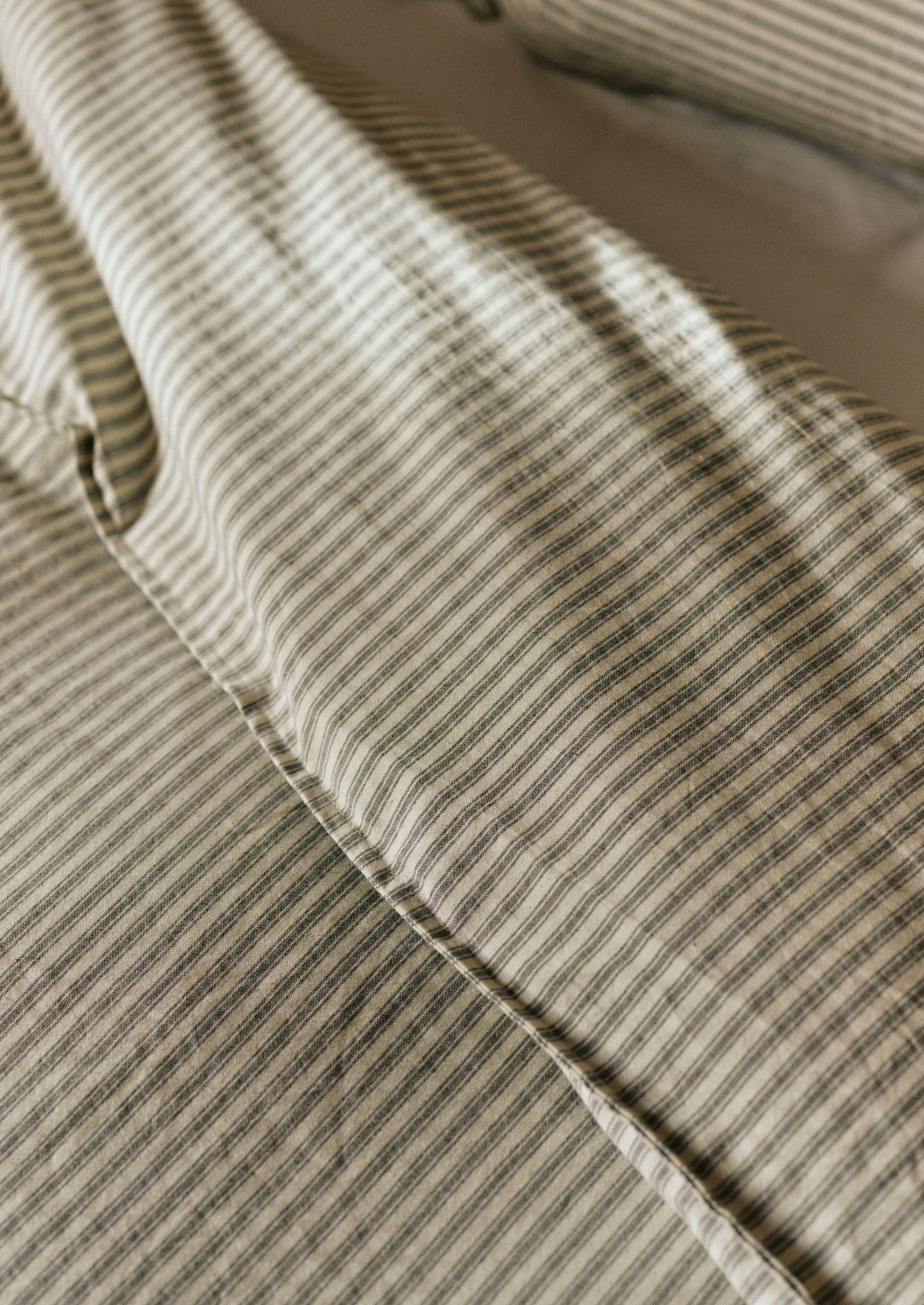 Ticking Stripe Cotton Duvet Cover | Ecru/Graphite