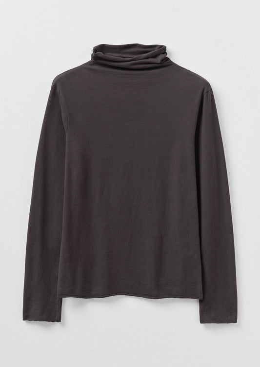 High Neck Soft Cotton Tee | Charcoal
