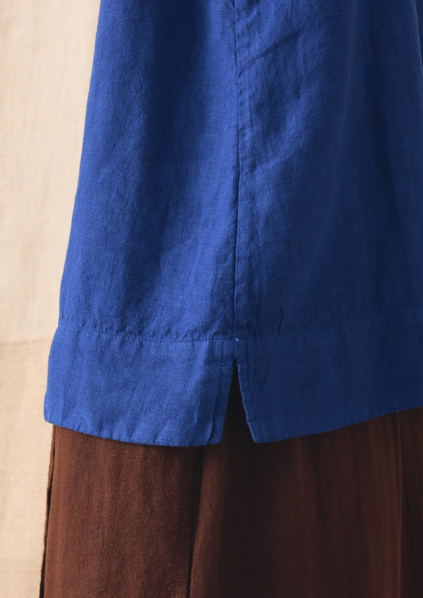 Square Neck Garment Dyed Linen Tank | Carmine Blue