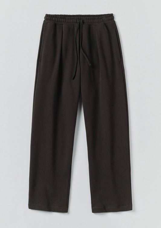 Loopback Jersey Pleated Trousers | Black Pepper