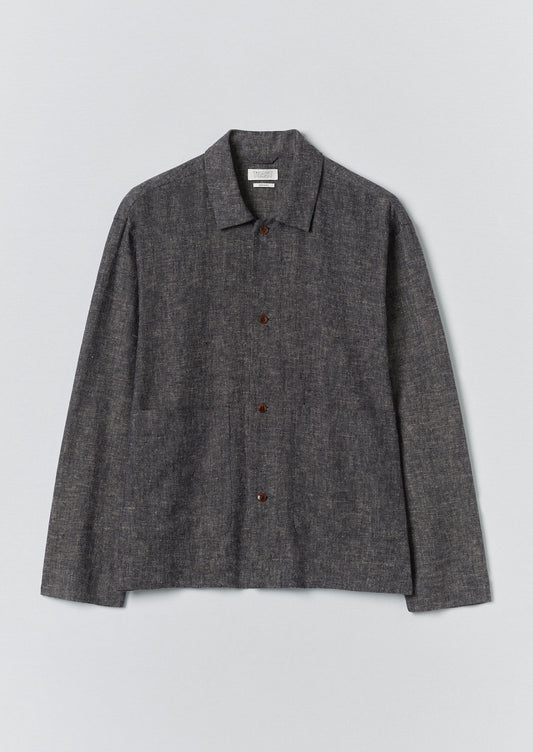 Relaxed Linen Cotton Shirt | Navy/Ecru