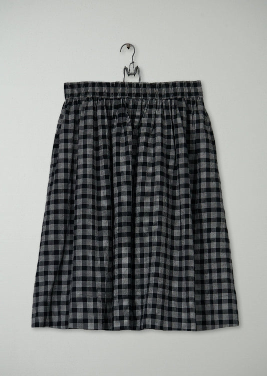Reworn Check Cotton Wool Skirt Size M (296) | Multi