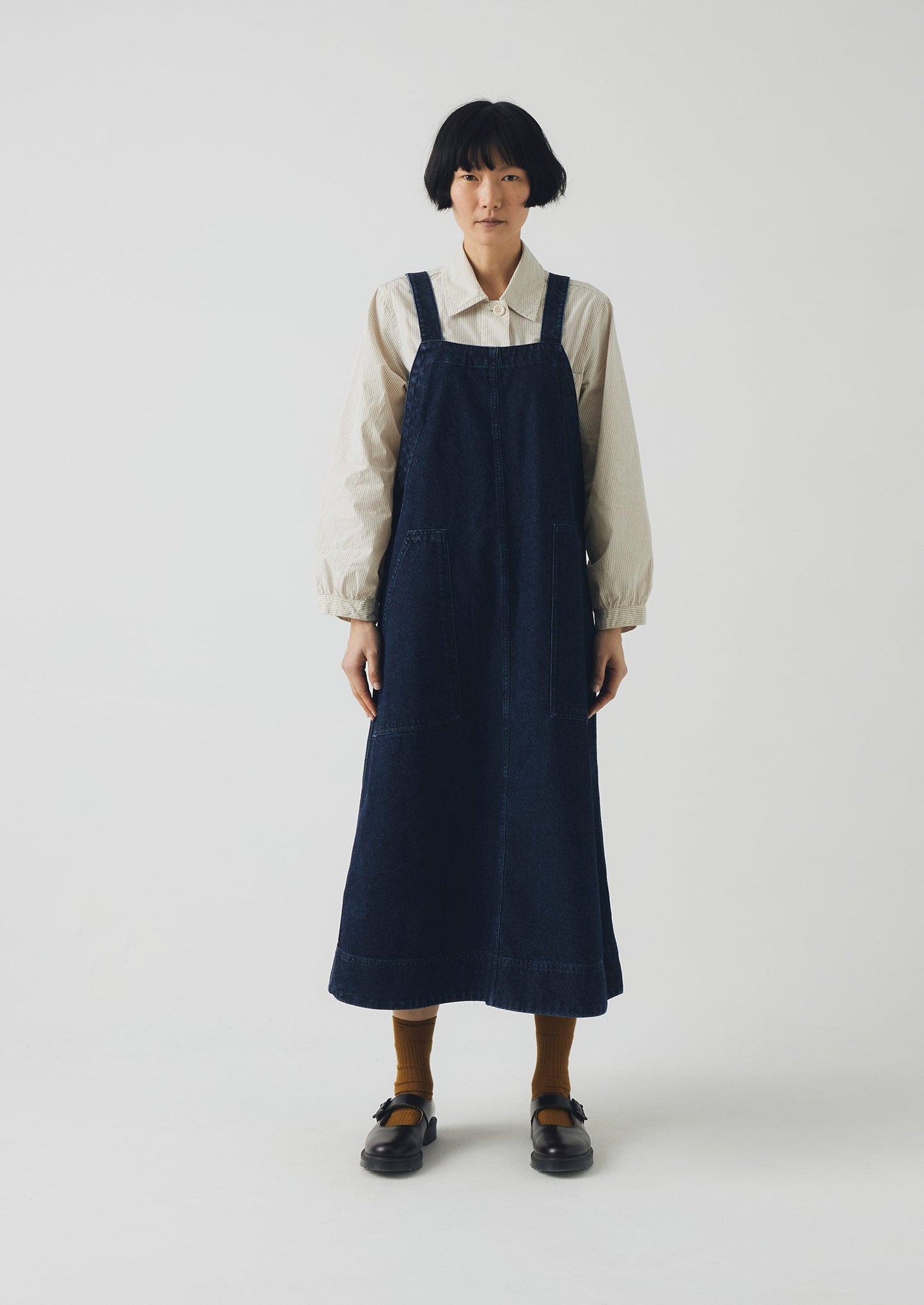 Patch Pocket Denim Dungaree Dress | Indigo