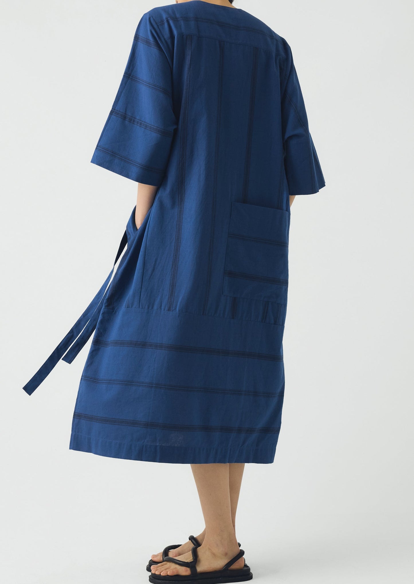 Tea Towel Stripe Cotton Dress | Cobalt Blue