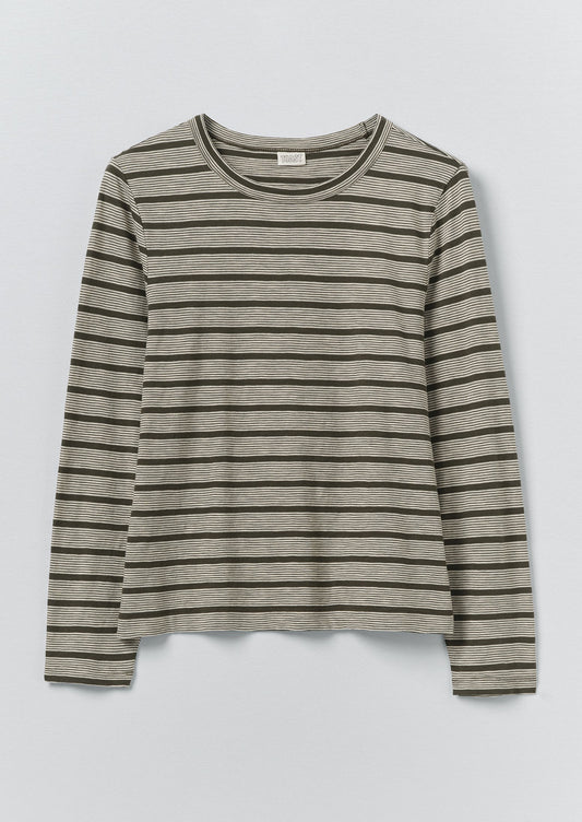 Stripe Crew Neck Tee | Avocado Rind/Ecru