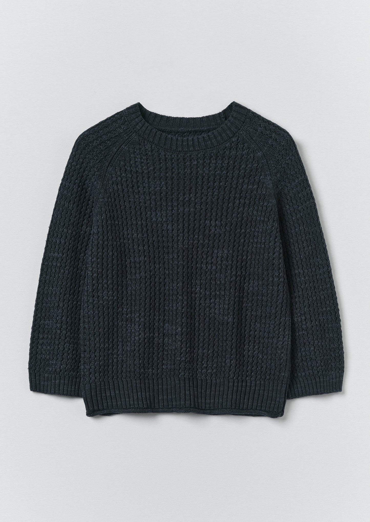 Textured Rib Linen Cotton Sweater | Dark Navy