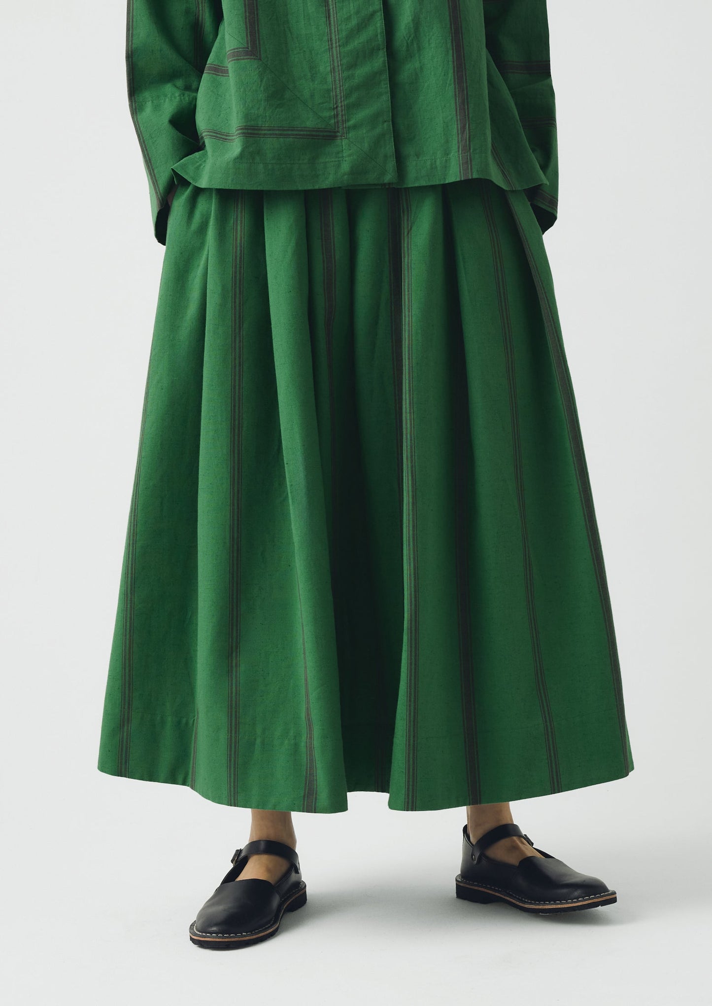Tea Towel Stripe Cotton Skirt | Sea Green
