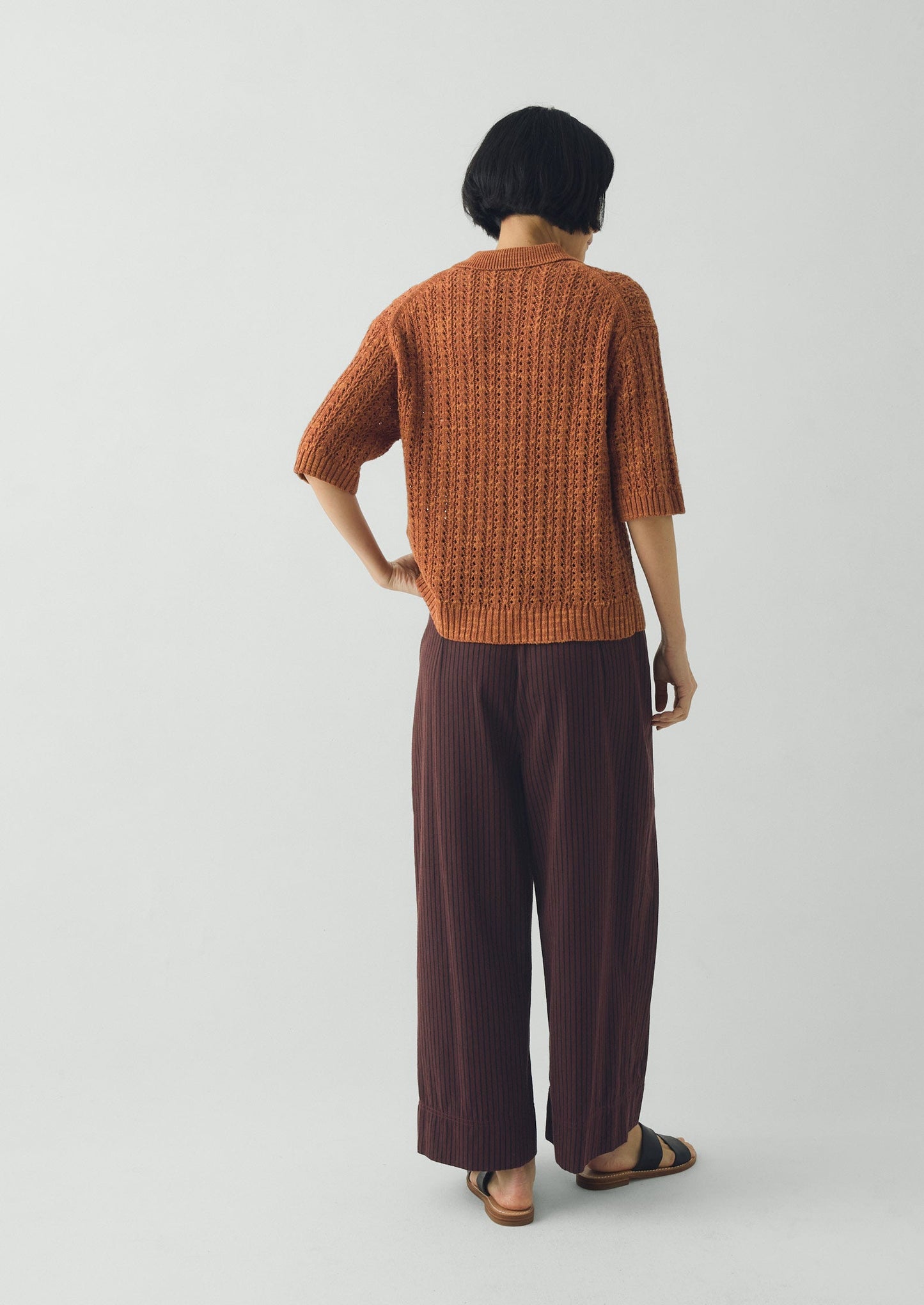 Stripe Fisherman Cotton Trousers | Black/Multi