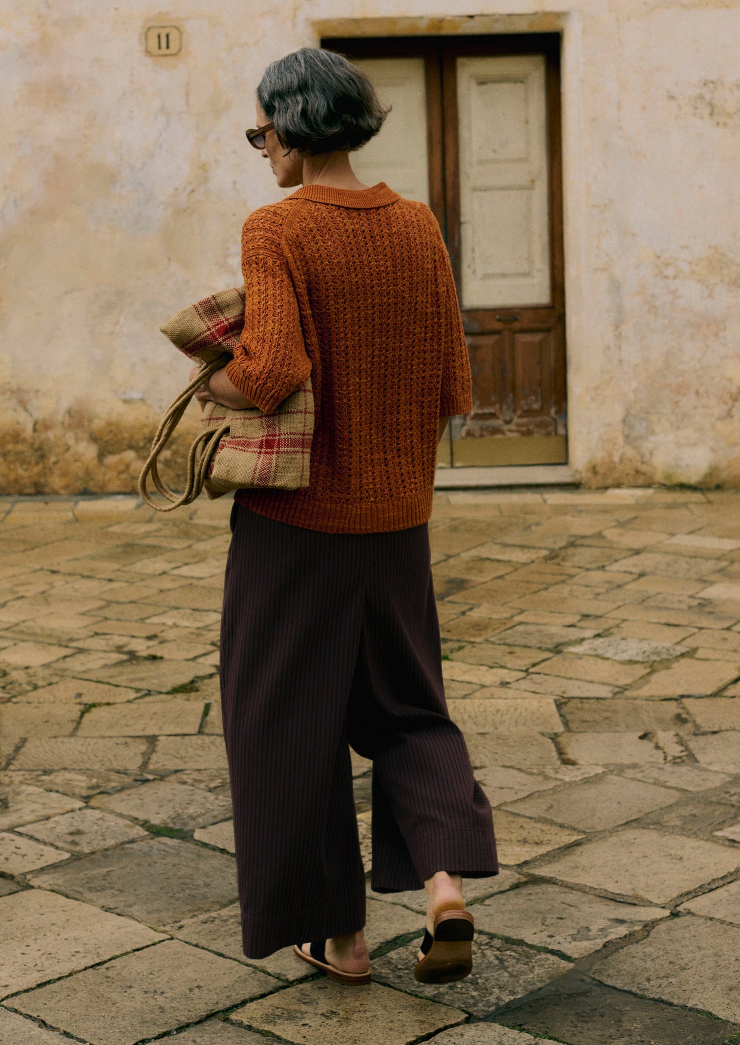 Stripe Fisherman Cotton Trousers | Black/Multi